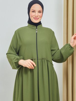 Haki Büyük Beden Hakim Yaka Ferace