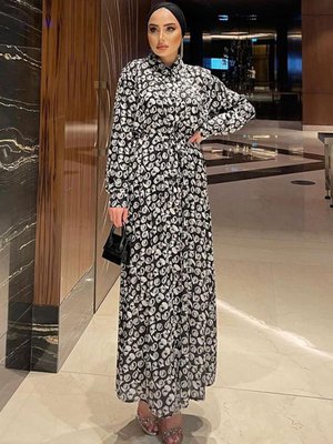 Rosa Saten Siyah Elbise