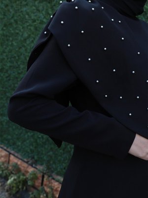 İnci Siyah Abiye Elbise