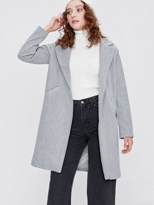 Açık Gri Tek Düğme Kaşe Kaban