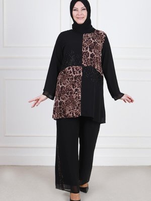 Siyah Büyük Beden Abiye Pantolonlu Takım Siyah Büyük Beden Abiye Pantolonlu Takım