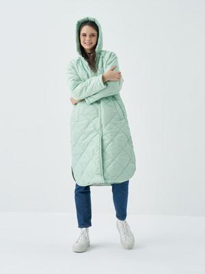 Kapüşonlu Oversize Mont Mint