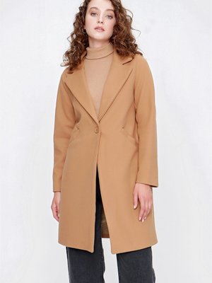 Camel Yakalı Kaşe Kaban