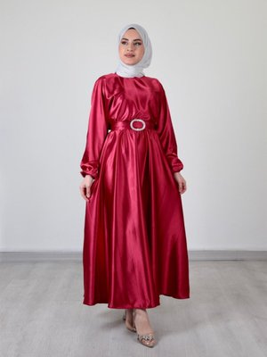 Alya Saten Bordo Abiye Elbise Alya Saten Bordo Abiye Elbise