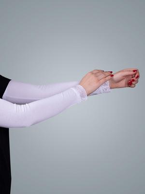 Beyaz Kolluk Viskon Kumaş Dantelli