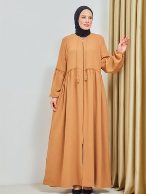 Taba Büyük Beden İpli Ayrobin Fermuarlı Ferace