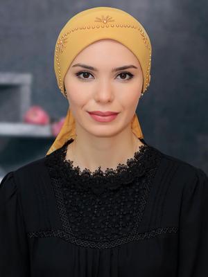 Sandy Kumaş Güllü Boncuklu İşlemeli Pratik Hazır Geçmeli Bone Gold