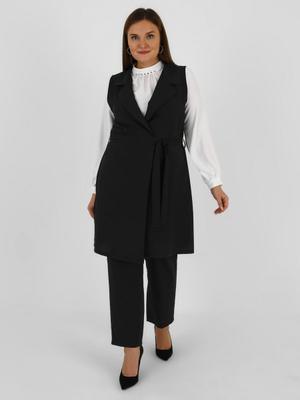 Siyah Büyük Beden Yelek & Pantolon İkili Takım