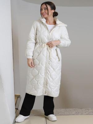 Koyu Taş Kuşaklı Ekru Mont Koyu Taş Kuşaklı Ekru Mont