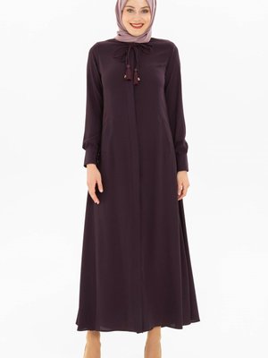 Mürdüm Püsküllü Sade Ferace