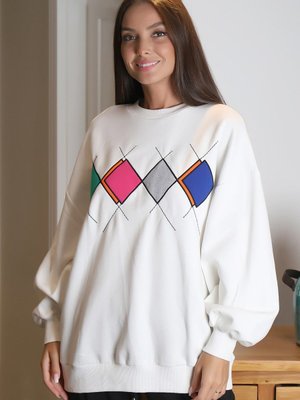 Ekru Renk Bloklu Sıfır Yaka Tunik Ekru Renk Bloklu Sıfır Yaka Tunik