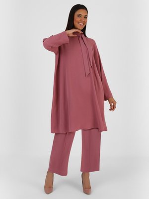 Koyu Gül Büyük Beden Tunik & Pantolon İkili Takım
