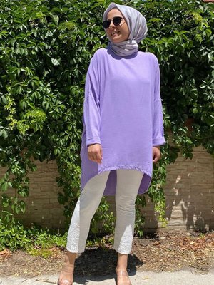 Lila Kolu Katlamalı Aerobin Tunik