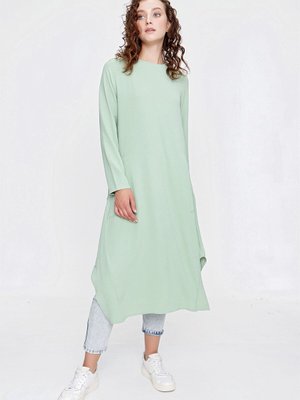 Mint Yan Yırtmaçlı Cepli Tunik Mint Yan Yırtmaçlı Cepli Tunik