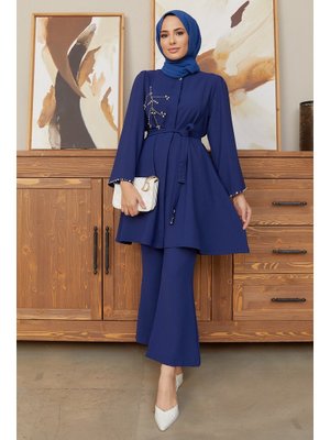 İndigo Luna Taş İşlemeli Takım