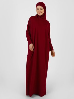 Mürdüm Sade Kapüşonlu Namaz Elbisesi