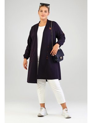 Lacivert Kadin Ottoman Cepli Çelik Buyuk Beden Hırka