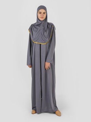 İ Niyaz Kendinden Başörtülü Fermuarlı Namaz Elbisesi Açık Gri Hal İ Niyaz Kendinden Başörtülü Fermuarlı Namaz Elbisesi Açık Gri Hal