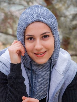 Bağcıklı Kapüşon Bone Kot Mavi Kırçıllı