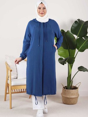 İndigo Büyük Beden Yarasa Kol Aerobin Kap