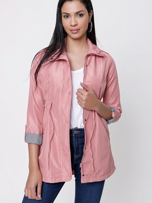 Pembe Kolları Katlama Apoletli Trençkot Pembe Kolları Katlama Apoletli Trençkot