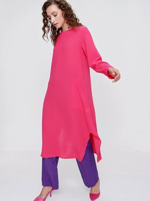 Fuşya Yan Yırtmaçlı Cepli Tunik Fuşya Yan Yırtmaçlı Cepli Tunik