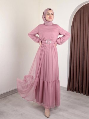 Melisa Tül Pudra Abiye Elbise