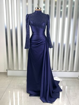 Lacivert Lavin Abiye Elbise
