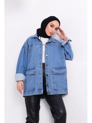 Kot Mavi Cep Detaylı Ceket