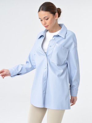 Bebe Mavisi Deri Görünümlü Ceket