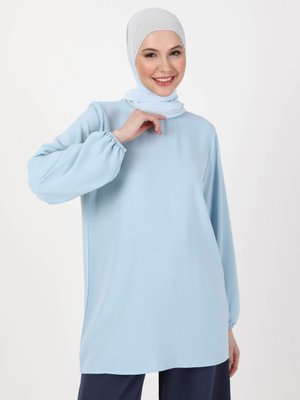 Tropic Blue Ucu Lastikli Balon Kol Aerobin Bluz Tropic Blue Ucu Lastikli Balon Kol Aerobin Bluz