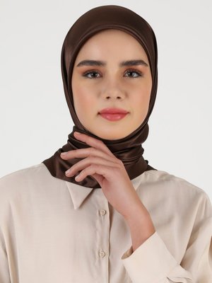 Acı Kahve İpek Saten Eşarp