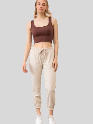 Taş Beli İpli Paça Lastikli Pantolon Taş Beli İpli Paça Lastikli Pantolon