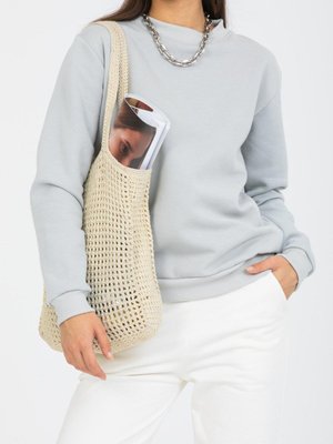 Açık Gri Bisiklet Yaka Sweatshirt Açık Gri Bisiklet Yaka Sweatshirt