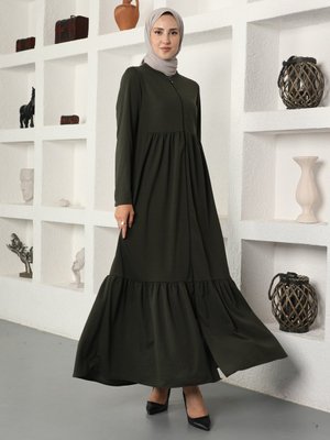 Haki Boydan Fermuarlı Ferace