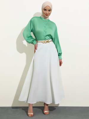 Off White Yüksek Bel Mevlana Etek