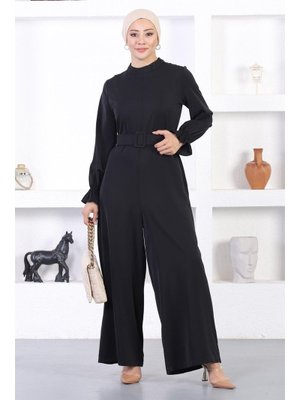 Siyah Kemerli Tulum Elbise
