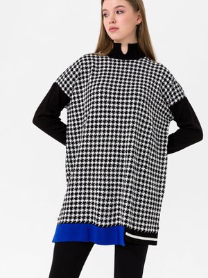 Siyah Saks Mavi Kazayağı Triko Tunik Siyah Saks Mavi Kazayağı Triko Tunik