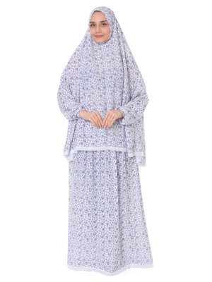 Mor Oulabı Mır Pratik Namaz Elbisesi İkili Kollu Ve Dantel Detaylı