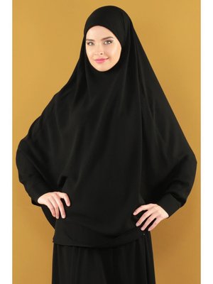 Siyah Annes Çarşaf Krep Soft Parça Peçeli Sultanbaş