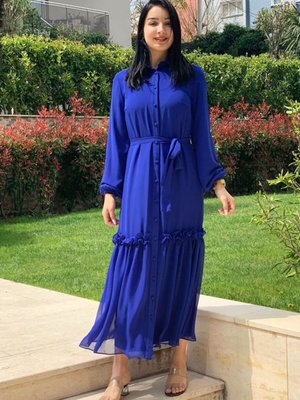 Saks Zerda Fırfırlı Elbise