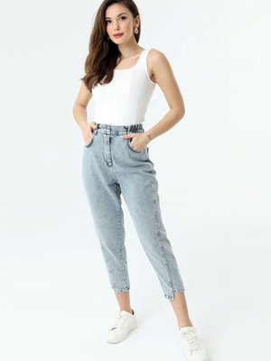 Açık Mavi Önden Dikişli Kot Pantolon