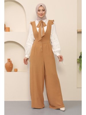 Taba Papyonlu Düğmeli Tulum