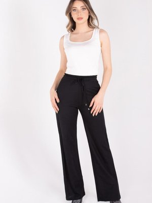 Siyah Beli Lastikli Bol Paça Pantolon