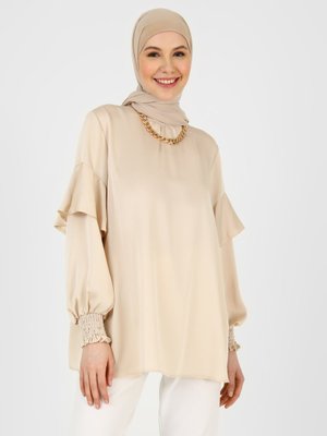 Vanilya Fırfır Detaylı Saten Bluz