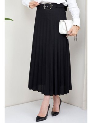 Siyah Kemerli Piliseli Etek Siyah Kemerli Piliseli Etek