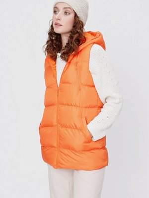 Orange Kapüşonlu Cepli Şişme Yelek