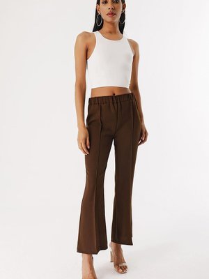 Kahve Çimalı Geniş Paça Pantolon Kahve Çimalı Geniş Paça Pantolon