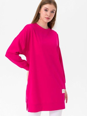 Fuşya Yırtmaçlı Uzun Scuba Sweat Fuşya Yırtmaçlı Uzun Scuba Sweat