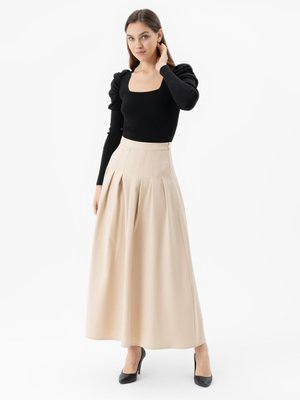 Taş Rengi Pile Detaylı Etek